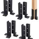 8Pcs Adjustable Deck Post Anchor Base Brackets Kit - Heavy Duty Reversible for 1.5x1.5, 2x2, 2x4 & 4x4 Wood Posts - Fence Pergola Railing Mailbox Support - Half Column Black Design