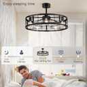 LEDIARY 30 inch Fandelier Caged Ceiling Fan with Light and Remote, Black