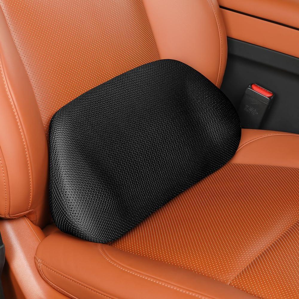 1P Car Lumbar Support with Ergonomic Structure, Suitable for Office Chairs, Gaming Chairs and Car Seats, Memory Foam Material with Breathable Mesh Fabric, Long-Lasting Lumbar Support (Black)
