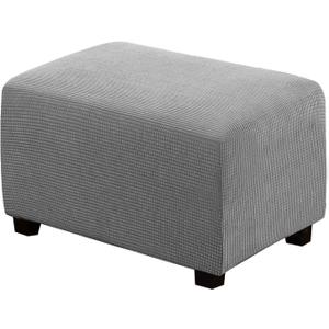 H.VERSAILTEX Ottoman Cover Slipcover Rectangle Fit Length 29"-34" Footrest Sofa Slipcovers Stool Cover Footstool Protector Covers Feature Stretch Thick Soft Jacquard Fabric Removable Washable - Dove