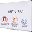 48 x 36 Inches Magnetic Whiteboard for Home Office Collaboration, Classroom Teaching - 4 x 3 ft Anti-Ghosting Dry Erase Board with Aluminum Frame for Brainstorming and Agile Management