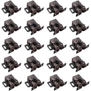 BTMB Cold Rolled Steel Cupboard Closet Cabinet Door Double Ball Roller Catch Latch 20pcs (Bronze Tone)