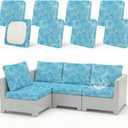 8 Pack Outdoor Cushion Covers Water Resistant High Stretch Fit Patio Cushion Covers 180g Couch Seat Slipcovers Machine Washable Pet & Kids Friendly Home Refresh 20-27 Inch, Water Ripple