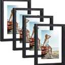 Trwcrt 4x6 Floating Picture Frames Set of 4, Double Glass Photo Frame Display up to 6 x 8 Photos for Desktop or Wall Hanging, Black