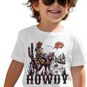 Howdy Shirts Toddler Baby Boys Rodeo Cowboy T-Shirt Western Retro Graphic Summer Tees Short Sleeve Tops