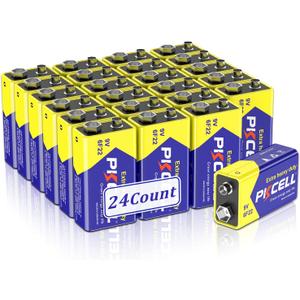 9V 6F22 Batteries High-Power Batteries Long Battery Life 9 Volt Carbon Batteries 3 Years Shelf Life, Leak-Proof 9V Batteries Suitable for Smoke Detectors and Other Electronic Products (24-Counts)
