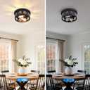 Glintawn 10.6 inch Black Flush Mount Ceiling Light Fixtures, 2-Light Ceiling Mount for Industrial, Crystal Light Fixtures for Farmhouse, Bedroom, Living Room, Kitchen, Hallway and Foyer (1 Pack)