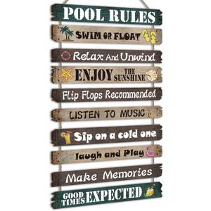 Tatuo Hot Tub Pool Patio Rules Signs Gifts Wood Funny Rules Signs Decorative Outdoor Regulations Plaque Wall Bath for Bathroom Pool Backyard Outdoor Wall Art Accessories(Elegant)