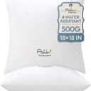 Outdoor Pillows 18 X 18 Pillow Inserts Pack of 2, Water-Resistant Decorative Premium Square Pillow Stuffer Sham Waterproof Pillow for Sofa Couch, Porch Patio Living Room Bedroom Furniture