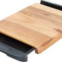 Glad Acacia Wood Cutting Board with Slide Out Trays | Catches Food and Waste | Solid Wooden Butcher Block with Removable Drawers | Kitchen Cooking Supplies, Brown, Black