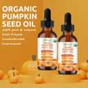 Pumpkin Seed Oil for Hair Growth, 100% Pure Natural Cold Pressed Organic, Moisturizing & Nourishing Dry Damaged Hair & Scalp, for Skin Care, Hair Care, Body Massage, 2 fl oz + 2 fl oz