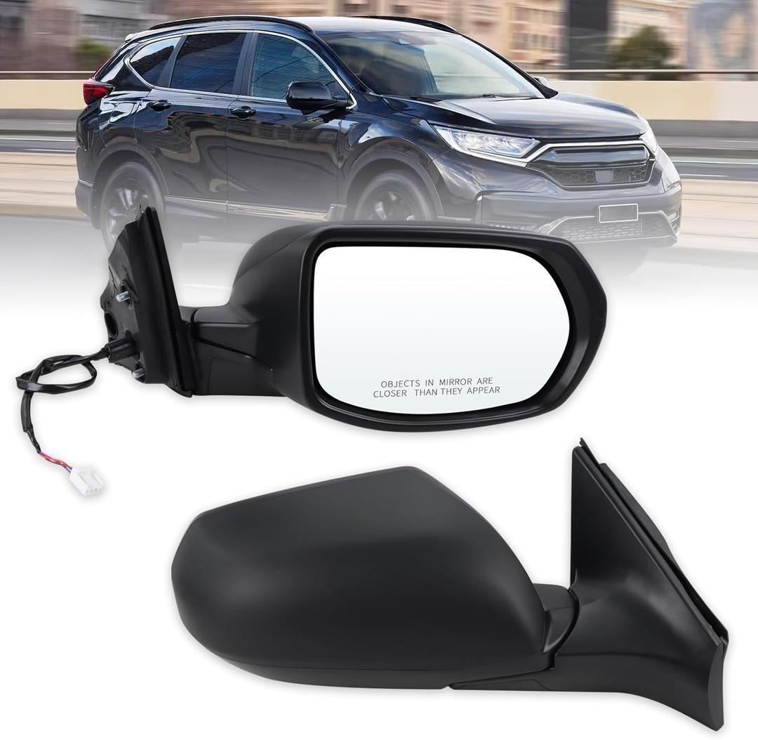 Right Passenger Side Mirror Compatible With 2017 2018 2019 2020 2021 2022 Honda CRV With Manual Folding Power Glass Black Replace#76201TLCA21(3Pins)