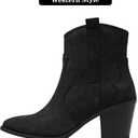 Ankle Boots for Women Chunky Heeled Booties Fashion Comfort Round Close Toe Low Mid Heel Winter Fall Ladies Short Boots. (8.5, Black Pu 969)