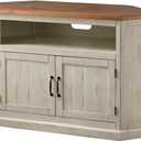 Martin Svensson Rustic Solid Wood TV Stand - Antique White and Honey Tobacco Finish - Hexagonal Shape and Farmhouse Design Entertainment Center with Shelves Included