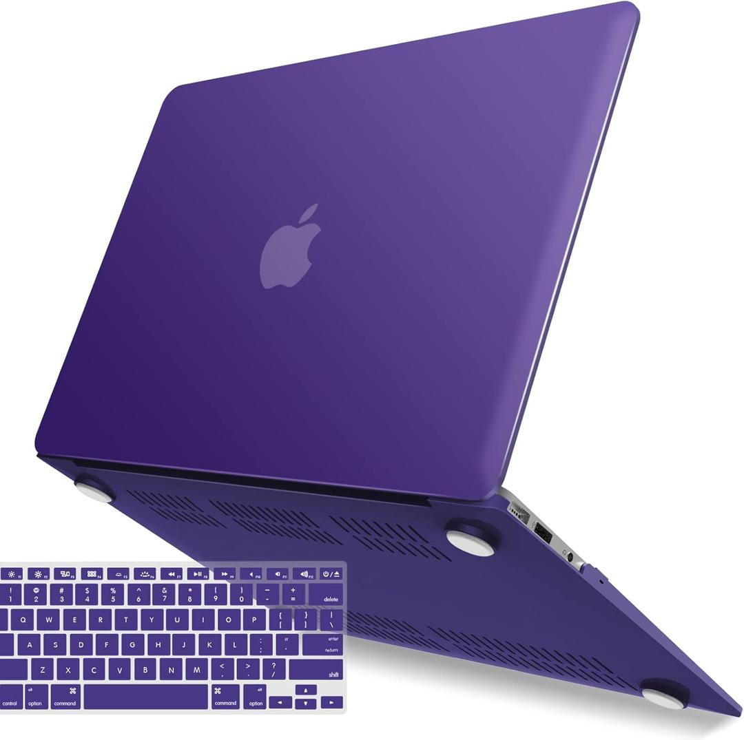 IBENZER Compatible with Old Version MacBook Air 13 Inch Case (2010-2017 Release). Models: A1466 / A1369, Plastic Hard Shell Case with Keyboard Cover for Mac Air 13, Ultra Purple, A13UAPU+1