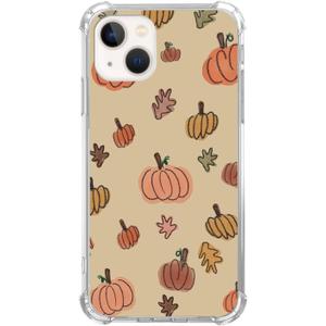 Watercolor Pumpkin Fall Leaves Case Compatible with iPhone 14, Cute Halloween Vibe Case for iPhone 14, Trendy Unique Design TPU Bumper Cover Case