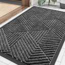 Smiry Front Door Mat Outside Entrance, Heavy Duty Sturdy Natural Rubber Doormat, Trap Dirt and Moisture, Easy Clean Low Profile Welcome Floor Mats for Indoor Outdoor Entry, 35X23 Inch, Silver Grey