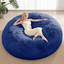 Bean Bag Cover (No Filler), Faux Fur Beanbag Chairs Covers Only, Stuffed Animal Storage Bean Bag, Giant Washable Beanbag Cover Without Filling, 5FT, Navy Blue