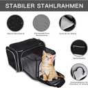 BAGLHER Cat Carrier Bag, Airline Approved Pet Carrier Soft Side Pet Travel 5 Sides Open Doors 3 Sides Expandable Foldable Dog Carrier with Fleece Pad, 17.5*12*11.75 inch