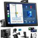 IK9 9" Wireless CarPlay & Android Auto Screen, Portable Car Stereo with 4K Dash Cam & 1080p Rear Camera, CarPlay with Backup Camera, Touch Screen GPS Display, Mirror Link, Apple Car Play Screen