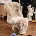 LLB Genuine Sheepskin Area Rug Wool Rug Fur Carpet Fluffy Shaggy Fur Rug for Living Room Kids Bedroom Real Sheepskin Throw Lambskin Rugs Sofa Mat Chair Seat Covers (Cream Brown, 2 x 6 ft Sheepskin)