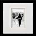 Yaetm 12x12 Square Picture Frame Matted to 5x7, Double Floating Ivory Mat, Black Photo Frame with Polished Tempered Glass for Wall Gallery, Home and Office, Wall Mounting, Single, Black