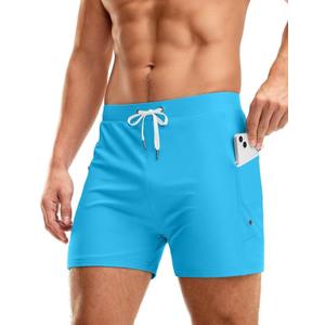 G Gradual Men's Swimsuit Trunks with Zipper Pockets Quick Dry Swimwear Bathing Suit Swim Briefs Board Shorts for Men (Medium)