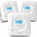 3 Pack Carbon Monoxide Detector LCD Screen Real-Time Concentration Battery Fault LED 60-Second Self-Check History Alarm Peak Record Portable Travel Van Life RV Camping Hotel Home Safety Pet Family