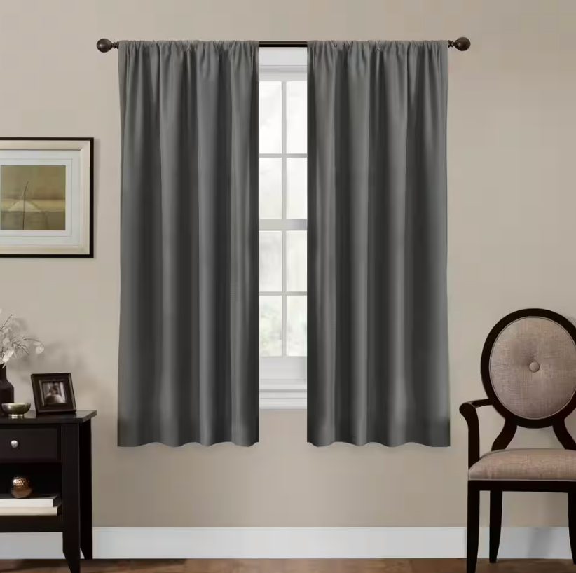 Home Grey Geometric Thermal Blackout Curtain, 53 x 63 