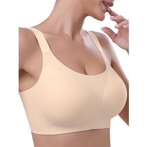 Seamless Bras for Women Full Coverage No Underwire Scalloped Push Up Bras Soft Wireless Comfort- 2XL