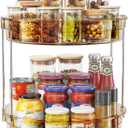 LAMU 12inch 2 Tier Lazy Susan Turntable Organizer Rotating Spice Rack Organization for Cabinet, Kitchen, Pantry, Countertop, Bathroom, Vanity, Medicine Cabinet Organizer, Amber
