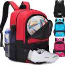 Soccer Bag-Soccer Backpack&Backpack for&Football Volleyball& Basketball,with Ball Compartment and Training Package (Red)