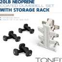 Tone Fitness Neoprene Dumbbell Set with Storage Rack Non-Slip, Anti-Roll Hand Weights for Home Gym Workouts | 20 lb Options