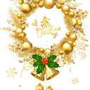 Rchovsam Winter Whole Golden Wreath Clings for Window Large Xmas Wreath Window Stickers Large News Years Decor DIY Static Wall Window Door Mural Showcase Decal Sticker-15.7x23.6 in (1 Pack)