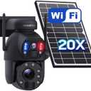INQMEGA [20X Optical Zoom] 6MP Solar Security Camera with Dual-Screen,Solar Camera Wireless Outdoor,Color Night Vision,Dual Screen,2.4G WiFi