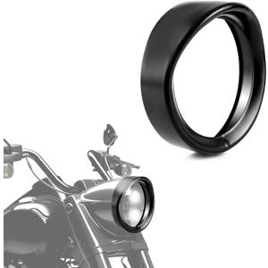 7 inch Headlight Visor Trim Ring for Harley, Motorcycle Headlamp Bezel Trim Ring Visor Cover Decorate Trim for Harley Trike Road King Touring Electra Glide Heritage Softail Accessories, Black
