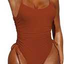 Pink Queen Womens One Piece Swimsuit Ruched High Cut Tummy Control Bathing Suit, Size: M