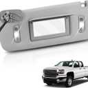 Left Driver Side Sun Visor with Lighted Mirror Compatible with 2014-2019 Chevy Silverado & GMC Sierra - Replace# 23459655, Gray