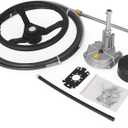VEVOR Outboard Steering System 10' Boat Steering Cable 10 Feet Marine Steering System 3/4'' Shaft with 13.5 Inch Wheel for Yachts and Waterborne Vehicles
