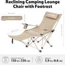 Naturehike 3-Position Adjustable Recliner with Footrest, Heavy Duty Folding Camping Chair, Portable Lounge Chair with Carry Bag, Cup Holder & Side Pocket for Beach, Patio, Lawn – Supports 330 lbs