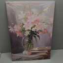 LURENCZH Lily Canvas Wall Art Pink Flower Picture Prints Book Art Wall Decor Abstract Floral Painting Prints for Living Room Decor Framed(Floral-3,16.00" x 24.00")