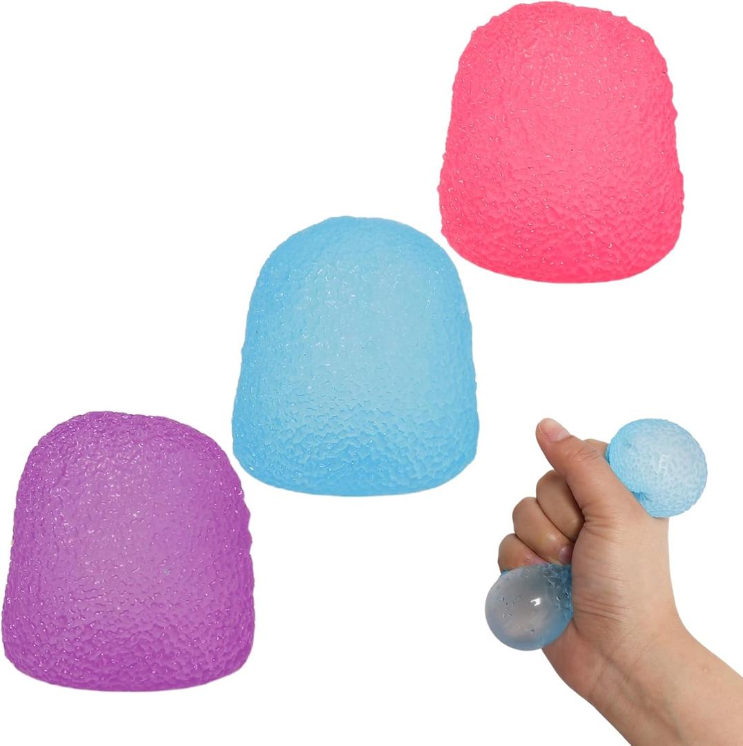 3 Pcs 1.57" Adults Squeeze Gumdrop Shape Fidget Stress Ball Bulk, Soft Slow Rise Sugar Ball, Changes Color in The Sun Sensory Anxiety Relief Gift for Office Home Easter Basket Stuffer