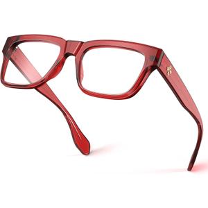 VISOONE TR90 Square Blue Light Blocking Glasses Fashion Computer Eyewear for Women and Men RANDI (Burgundy Red)