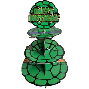 Turtle Cupcake Stand for Table Decorations Green 3-Tier Cupcake Stand for 24 Cupcakes Cartoon Kids Birthday Party Decorations Turtle Theme Party Supplies