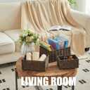 Small Wicker Basket for Organizing, Woven Storage Basket Set of 3 - Handwoven Natural Paper Rope Baskets to Declutter Any Room, Perfect for Organizing and Home Decor (Coffee)