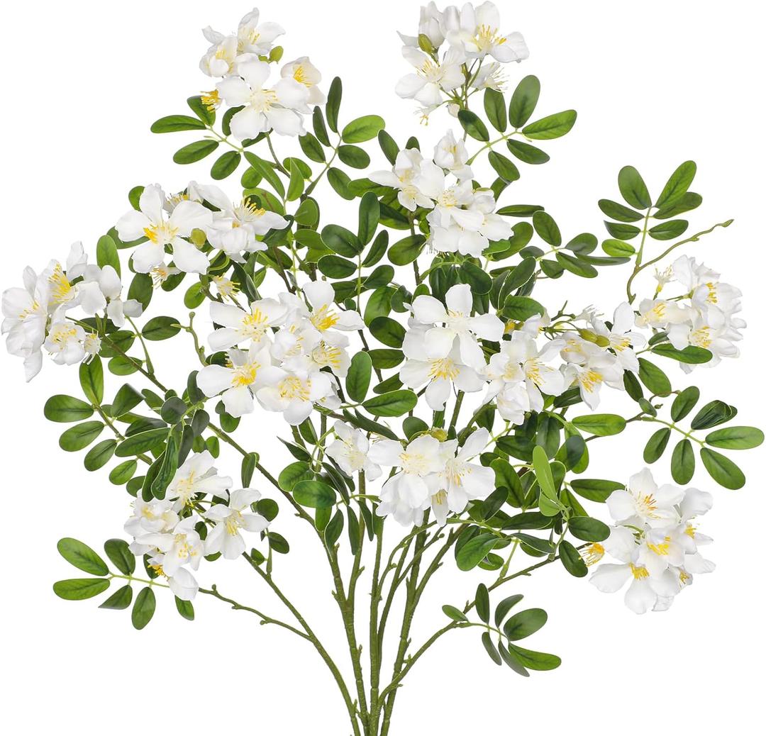DILATATA Artificial White Flowers 29.5 Inch Long Stem Locust Flower Stems Faux Silk Sophora Japonica Blooms for Home Decor Wedding Centerpieces Wreath Farmhouse Floral Arrangements
