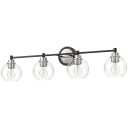 VONLUCE Bathroom Light Fixtures, 4-Light Vanity Light with Globe Glass Shades E26 Sockets, Bathroom Lights Over Mirror for Bedroom Hallway Living Room, Black & Nickel Finish