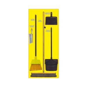 NMC SBK107AL 5S Janitorial Shadow Board, Yellow/Black, 68"X30", Heavy-DutyAluminum (Combo Kit)