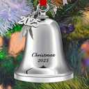 2025 Christmas Ornaments Bell Ornament with Red Ribbon Annual Christmas Tree Decoration Angel Bell Ornament with It's a Wonderful Life(Silver It's a Wonderful Life)