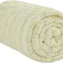 Wellfeel Knitted Weighted Blanket for Adult, No Beads Heavy Blanket 50” x 60'' 5lbs, Breathable Chunky Knit Blanket, Cooling Weighted Blanket for Hot Sleepers, Christmas Home Decor (Cream White)